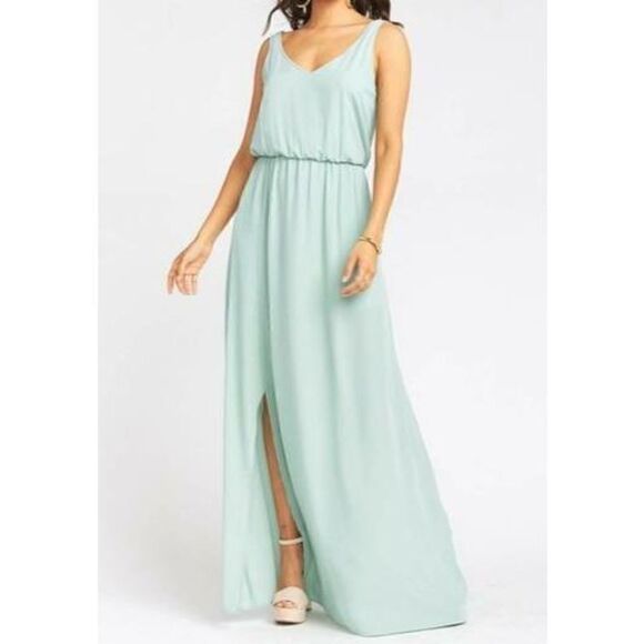 C-200 Show me your Mumu Kendall Maxi Dress Bridesmaid SILVER SAGE size XS - Picture 1 of 2